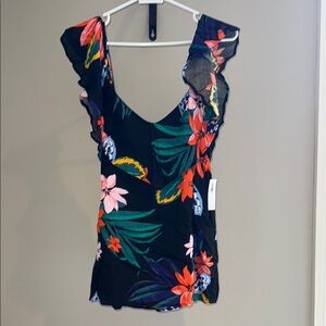 NWT Old Navy Floral Ruffle cold Shoulder Sleeve Top Small